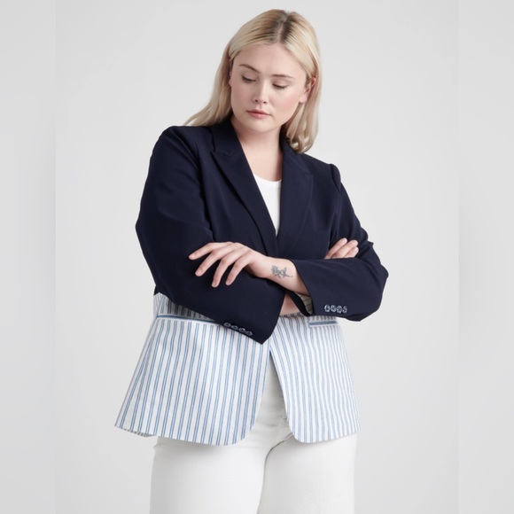 Tanya Taylor Darwin Striped & Navy Blazer Women's 2 - Picture 1 of 9